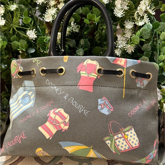 Dooney & Bourke Mini Tassel Tote Shoulder Bag Handbag Purse Smoky Glay BLK NWOT - Picture 4 of 11
